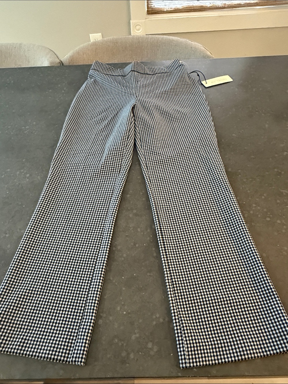 Rachel Zoe Black & White Gingham Straight-Leg Trousers